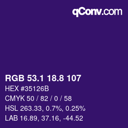 カラーコード: RGB 53.1 18.8 107 | qconv.com