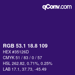 カラーコード: RGB 53.1 18.8 109 | qconv.com