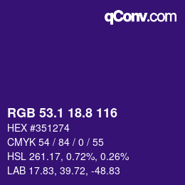 カラーコード: RGB 53.1 18.8 116 | qconv.com