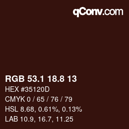 カラーコード: RGB 53.1 18.8 13 | qconv.com