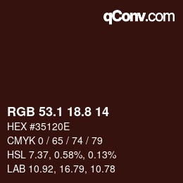 Color code: RGB 53.1 18.8 14 | qconv.com