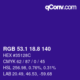 カラーコード: RGB 53.1 18.8 140 | qconv.com
