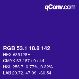 カラーコード: RGB 53.1 18.8 142 | qconv.com