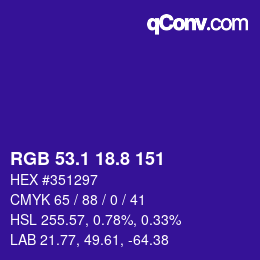 カラーコード: RGB 53.1 18.8 151 | qconv.com