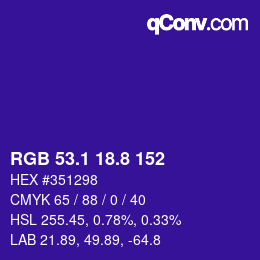 カラーコード: RGB 53.1 18.8 152 | qconv.com
