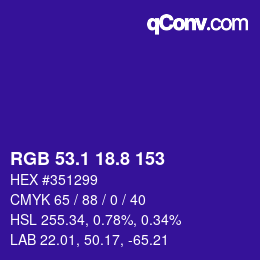 カラーコード: RGB 53.1 18.8 153 | qconv.com