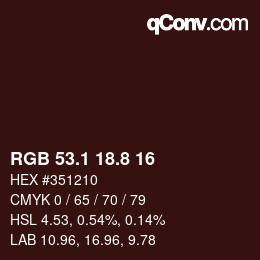 カラーコード: RGB 53.1 18.8 16 | qconv.com