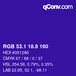 カラーコード: RGB 53.1 18.8 160 | qconv.com