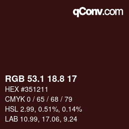 Color code: RGB 53.1 18.8 17 | qconv.com