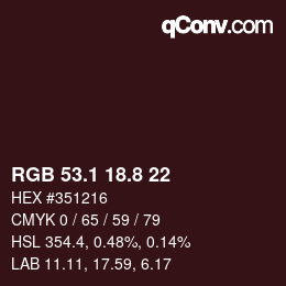 Color code: RGB 53.1 18.8 22 | qconv.com