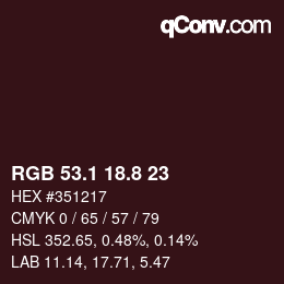 カラーコード: RGB 53.1 18.8 23 | qconv.com
