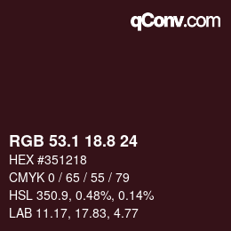 Color code: RGB 53.1 18.8 24 | qconv.com