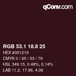 カラーコード: RGB 53.1 18.8 25 | qconv.com