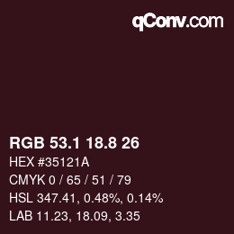 カラーコード: RGB 53.1 18.8 26 | qconv.com