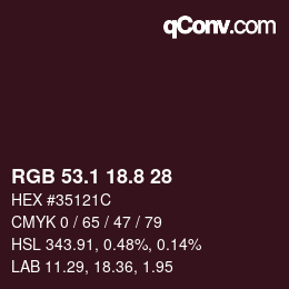 カラーコード: RGB 53.1 18.8 28 | qconv.com