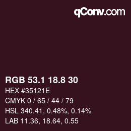 Color code: RGB 53.1 18.8 30 | qconv.com