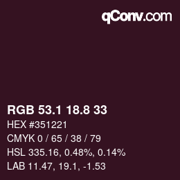カラーコード: RGB 53.1 18.8 33 | qconv.com