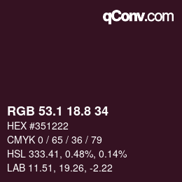 Color code: RGB 53.1 18.8 34 | qconv.com