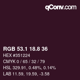 Color code: RGB 53.1 18.8 36 | qconv.com