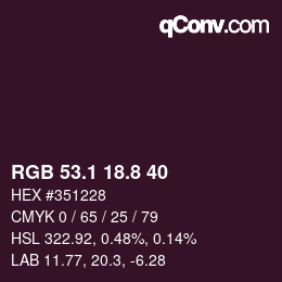カラーコード: RGB 53.1 18.8 40 | qconv.com