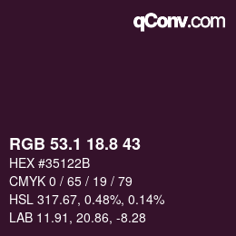 Color code: RGB 53.1 18.8 43 | qconv.com