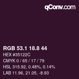 Color code: RGB 53.1 18.8 44 | qconv.com