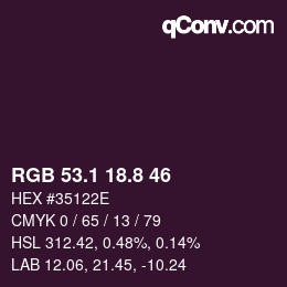 Color code: RGB 53.1 18.8 46 | qconv.com