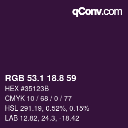 カラーコード: RGB 53.1 18.8 59 | qconv.com