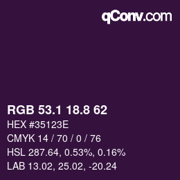カラーコード: RGB 53.1 18.8 62 | qconv.com