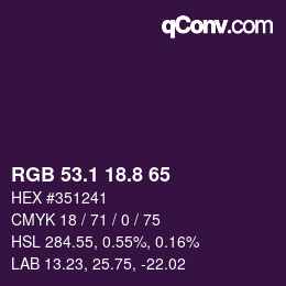 Color code: RGB 53.1 18.8 65 | qconv.com