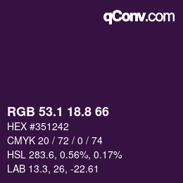カラーコード: RGB 53.1 18.8 66 | qconv.com