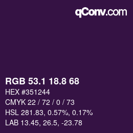 カラーコード: RGB 53.1 18.8 68 | qconv.com