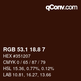Color code: RGB 53.1 18.8 7 | qconv.com