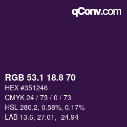 Color code: RGB 53.1 18.8 70 | qconv.com