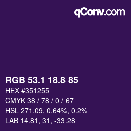 カラーコード: RGB 53.1 18.8 85 | qconv.com