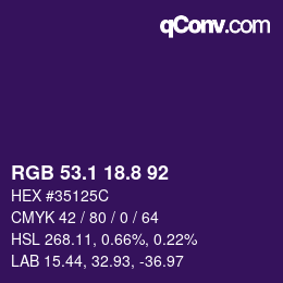 カラーコード: RGB 53.1 18.8 92 | qconv.com