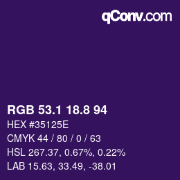 カラーコード: RGB 53.1 18.8 94 | qconv.com