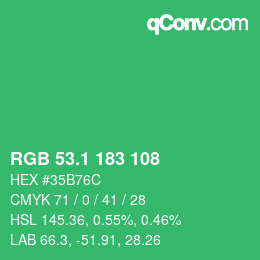 カラーコード: RGB 53.1 183 108 | qconv.com