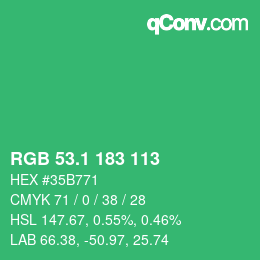 カラーコード: RGB 53.1 183 113 | qconv.com
