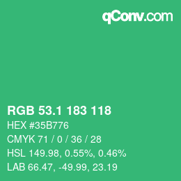 カラーコード: RGB 53.1 183 118 | qconv.com
