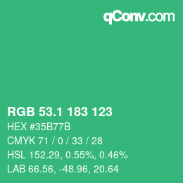 カラーコード: RGB 53.1 183 123 | qconv.com