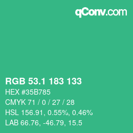カラーコード: RGB 53.1 183 133 | qconv.com