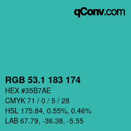 カラーコード: RGB 53.1 183 174 | qconv.com