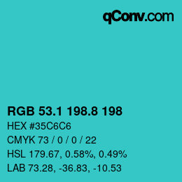 Farbcode: RGB 53.1 198.8 198 | qconv.com