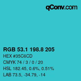 カラーコード: RGB 53.1 198.8 205 | qconv.com