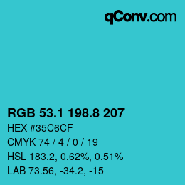カラーコード: RGB 53.1 198.8 207 | qconv.com