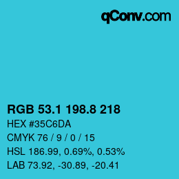カラーコード: RGB 53.1 198.8 218 | qconv.com