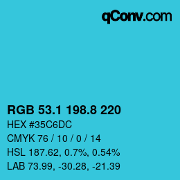 カラーコード: RGB 53.1 198.8 220 | qconv.com