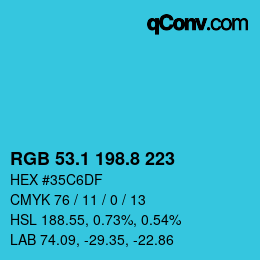 カラーコード: RGB 53.1 198.8 223 | qconv.com