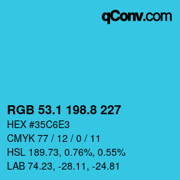 カラーコード: RGB 53.1 198.8 227 | qconv.com